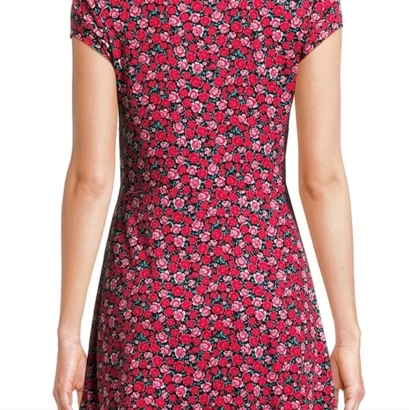 No Boundaries pink with red mini floral dress pt to pt 22 length 35 - Picture 2 of 12